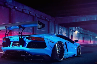 Tuned Blue Lamborghini Aventador Wallpapers