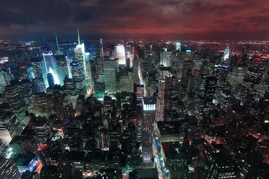 Skyscrapers: New York City Lights Night Skyscrapers Cityscapes ...