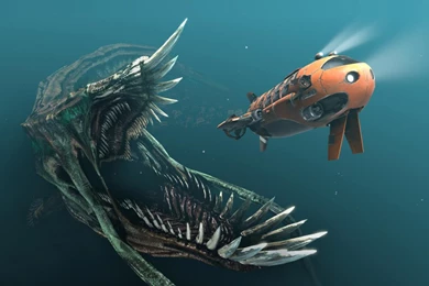 Art Underwater Monster Submarine Ship Jaws