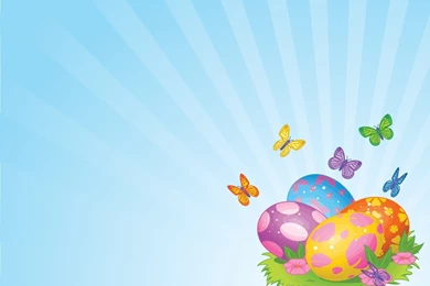 Yellow Easter Eggs Powerpoint Templates   Aqua / Cyan, Green ...