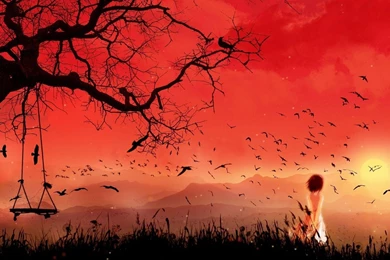 1680x1050 Anime Girl Sunset Wallpapers