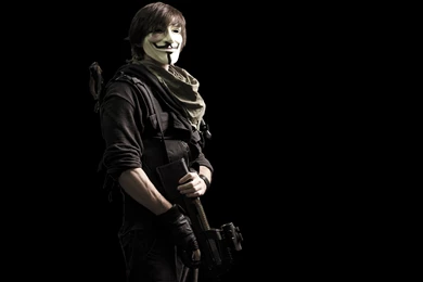 Anonymous, Guns, P90, Masks, Guy Fawkes :: Wallpapers