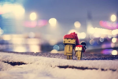 Download Wallpapers 3840x2400 Danbo, Winter, Cardboard Robot, Caps ...