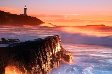 Download Wallpapers 1920x1080 Lighthouse, Rocks, Surf, Waves, Light ...