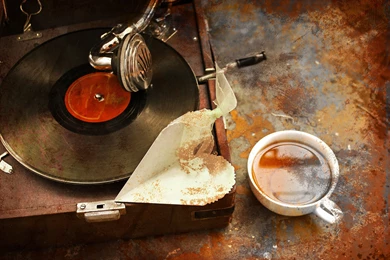 Download Wallpapers Grunge, Grunge, Vinyl, Record, Player, Cup ...