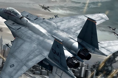Download Wallpapers 3840x2160 Ace Combat, Fighter, City, Fight ...