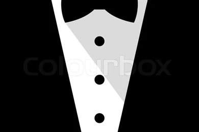 Black And White Bow Tie Tuxedo Illustration Flat Stock Vector