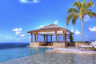 Exotic Gazebo Bu An Infinite Pool >> HD Wallpaper, Get It Now!