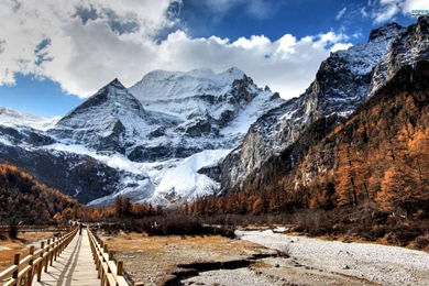 Mountains Clouds Landscapes Nature Snow Trees Skies Snowy ...