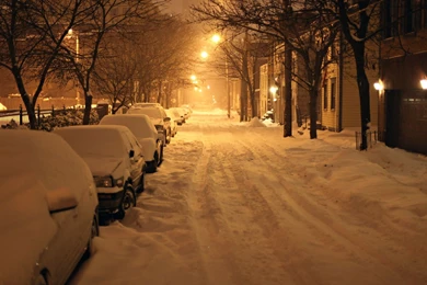 Snow Roads Places Vehicles Cars Winter Seasonal Night Lights ...