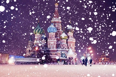 Snowing Over St Basils Cathedral Wallpapers