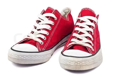 Vintage Red Shoes On White Backgrounds Stock Photo