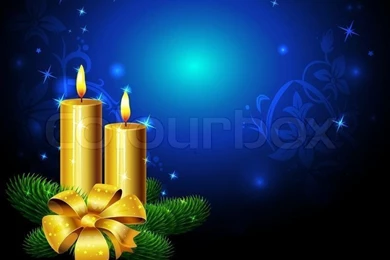 Blue Christmas Backgrounds With Golden Candle And Shining Lights ...