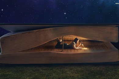 Girl Reading A Giant Book Wallpapers   Digital Art Wallpapers