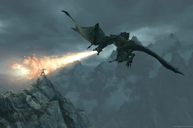Download 1680x1050 Skyrim Epic Dragon Breath Wallpapers