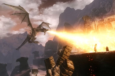 The Elder Scrolls Skyrim Dragon Skull Mountains Wallpapers ...