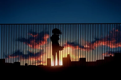 Anime, Art, Railroad, Girl, Blue Sky, Desktop Background, Alone