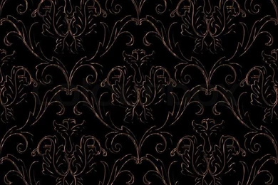 Seamless Black With Gold Stripe Floral Backgrounds