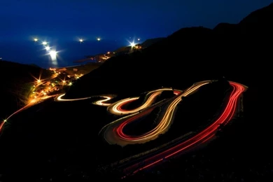 Hillside Long Exposure Nightlights Nighttime Roads Wallpapers ...