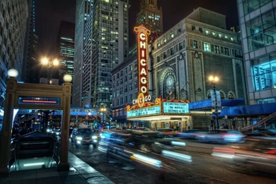 Chicago City Night Lights Buildings Hd Wallpapers