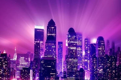 Purple Shiny Night City iPhone 4s Wallpapers Download