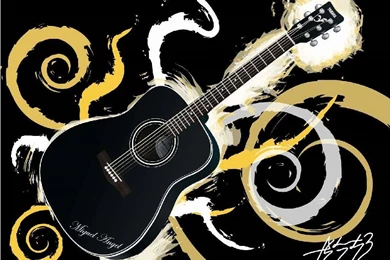 Cool Blue Acoustic Guitar Wallpaper Images