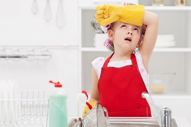 Cute Baby Girl Tired In Cooking Nice Wallpapers