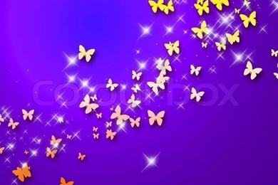 Abstract Violet Backgrounds With Stars And Butterflies