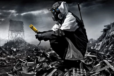 Soldier Looking At The Destroyed City Desktop Wallpapers 22530