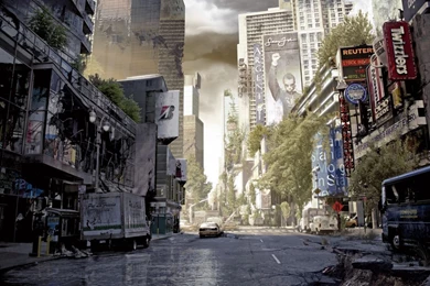 Decowunder Wallpapers Mural With Destroyed City 0300 4 To Buy At A ...