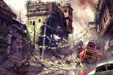 Download Wallpapers 3840x2160 Uncharted, City, Bus, Car ...