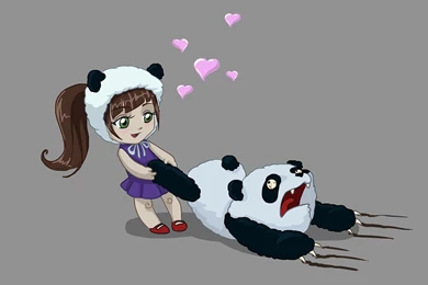Art Girl Panda Bear Hearts Love Fear Original Anime Wallpapers ...