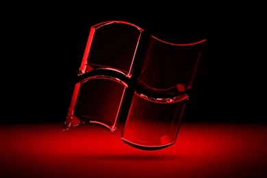 Windows, Operating System, 3D, Glass, Art, Red Background, Logo