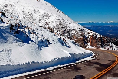 Winter Mountain Road HD Desktop Wallpapers : Widescreen : High ...
