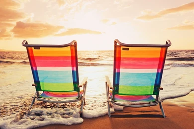 Chairs On Summer Sunset Beach Wallpapers   1920x1200   673447
