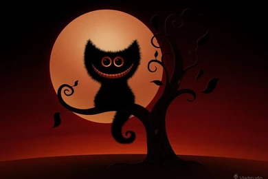 A Cheshire Kitten (Halloween Night) · Desktop Wallpapers · Vladstudio
