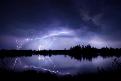 Download Wallpapers 1920x1080 Lightning, Water, Reflection ...