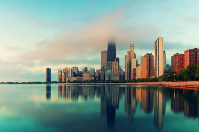 Chicago, Illinois, City Skyscrapers, Water, Fog Wallpapers ...