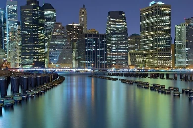 Chicago City Lights Reflecting In The Water Wallpapers   World ...