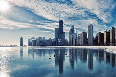 Chicago, Illinois, City Landscape, River, Skyscrapers, Dusk ...