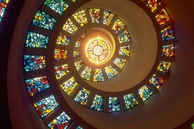 Download Wallpapers 1024x1024 Spiral, Light, Stained Glass, Windows ...