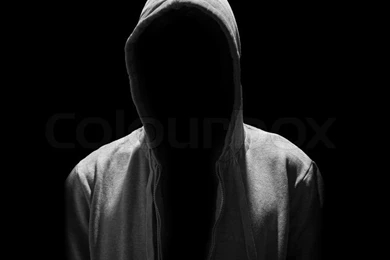 Portrait Of Invisible Man In The Hood Isolated On Black Backgrounds ...