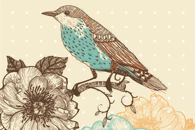 Hand Drawn Floral Backgrounds With Birds Vector 02   Vector Animal ...