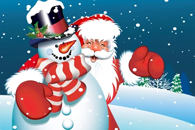 Snowman And Santa Claus Wallpapers And Images   Wallpapers ...