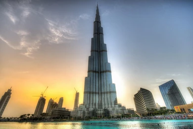 Sunset Landscapes Cityscapes Buildings Dubai Burj Khalifa ...