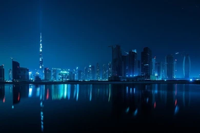 Burj Khalifa, Architecture, High Building, Night, Lights, Lake ...