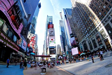 Skyscrapers: Fisheye View Times Square Nyc City Skyscrapers ...