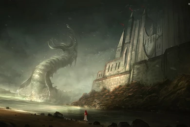 Girl Faced With The Cthulhu Wallpapers   Fantasy Wallpapers