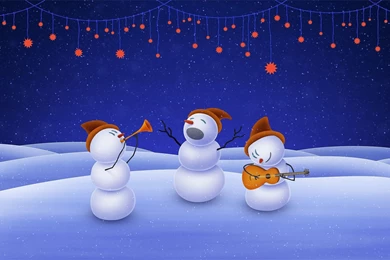 Snowman, Lights, Garland, Holiday, Minimalist Wallpaper, Hd Backgrounds