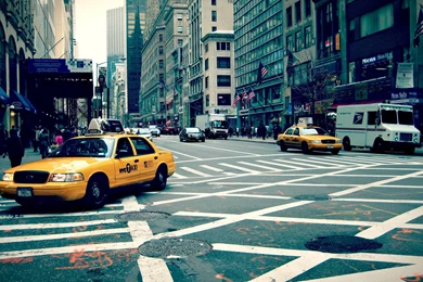 Download Wallpapers 2560x1600 New York, City, Street, Taxi ...